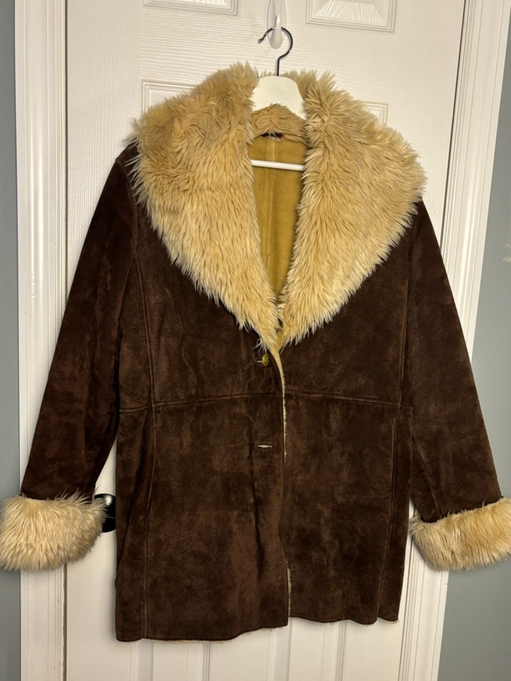 Wilsons Leather Genuine Suede Leather Penny Lane Faux Fur Coat Brown Size Medium